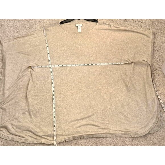 J. Jill Tan 100% Linen Relaxed Fit Poncho Top Size M/L EUC - Picture 4 of 7